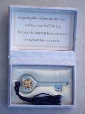 21st Birthday Key to the Door@Floral Box & Verse@Glass Male Gift@Blue@FRENCH 