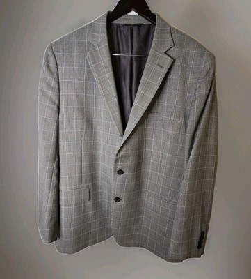 BROOKS BROTHERS 346 fitzgerald fit  blazer sport coat window pane 100% wool 48R