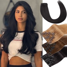 CLEARANCE Clip In Extensions 100 Remy Real Human Hair Full Head 8Pieces 18Clips
