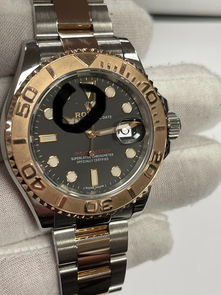 ROLEX 116621 YACHT-MASTER BLACK DIAL 18K ROSE GOLD SS 40mm