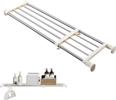 Tension Shelf Adjustable Closet Rod Space Saving Wardrobe Clothes Dividers Ivory