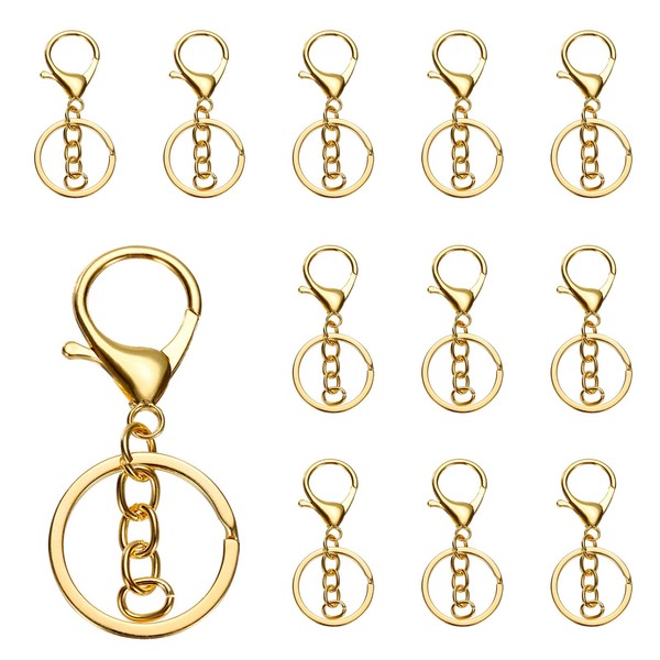 Hummerklaue Karabiner SchlüSselanhäNger 12 StüCk Mit Flachem SchlüSselring, Gold-image