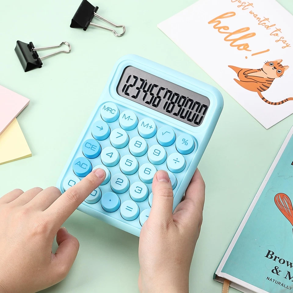 - Mechanical Switch Calculator, 12 Digits, Large LCD Display, Blue Calculator Bi - Image 3 of 4