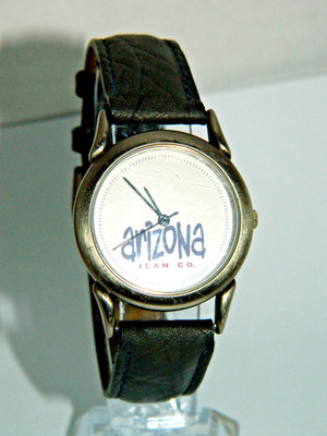 Arizona Jean Co. Watch Women 34mm Gold Tone Leather Band/ New Battery /B152