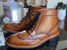 Samuel Windsor Boots Mens Brown Leather Wingt...