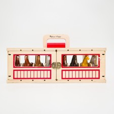 Melissa  Doug Wooden Horse Stable Barn Toy Set 8 Horses Carrying Case Portable