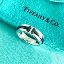 Authentic Tiffany & Co. T Two Ring Titanium Sterling Silver 925 "4.75 ZO8e