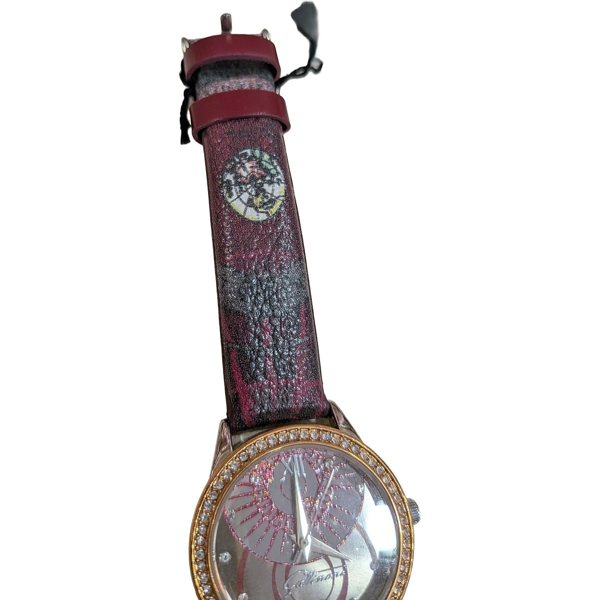 Orologio donna Gattinoni oro rosa strass cinturino bordeaux stampa — foto 4