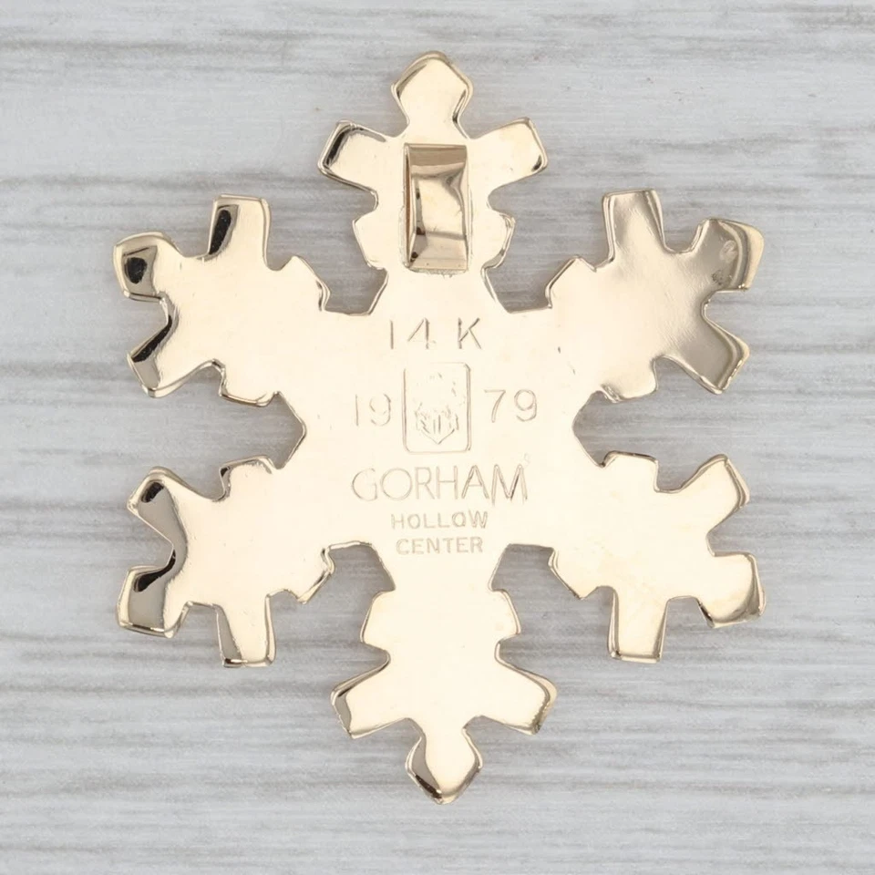 Colgante Copo de Nieve Oro Amarillo 14k 1979 Gorham Holiday Collection Foto 3 de 4