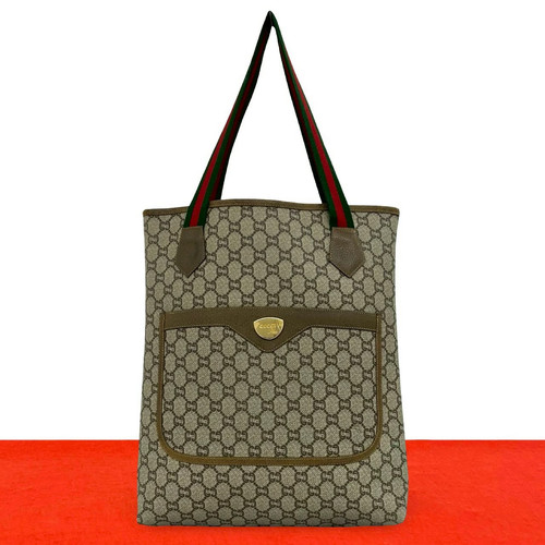 Gucci Old Vintage Sherry Line Plus Leather Tote Bag Handbag Br