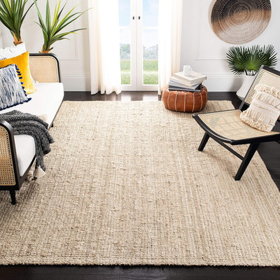 Handmade Ivory Jute Area Rug 8' x 10' - Perfect for High Traffic Spaces