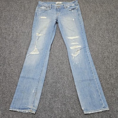Abercrombie Fitch Jeans Womens 4 Slim Straight Jeans Blue Distressed Low Rise