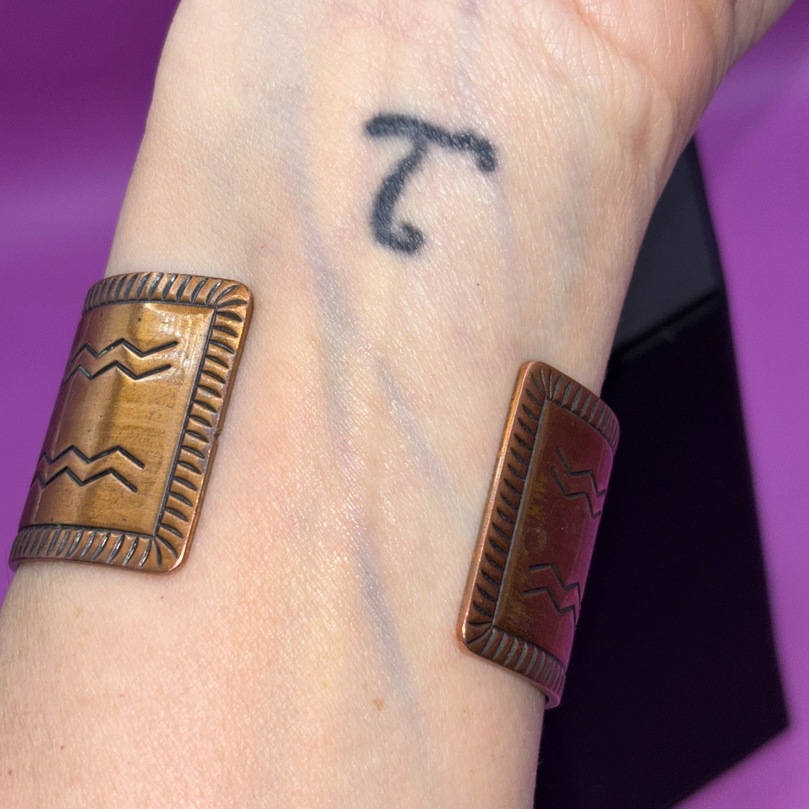 Handmade Solid Copper Native American Style Cuff … - image 11