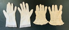 Set Of 2 Vintage White Gloves,1960  s Nylon Pair Size 4-7;Hand Crocheted Size 2-3