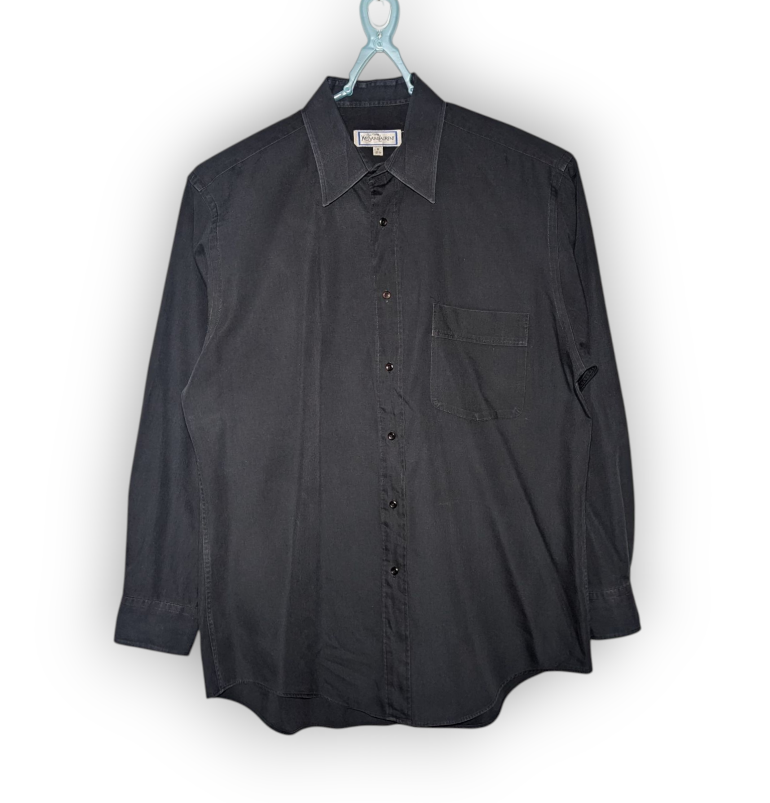 Camicia YSL Yves Saint Laurent LS uomo nera ottime condizioni taglia 16 M L ottime condizioni elegante matrimonio