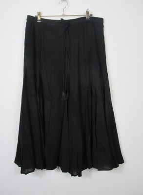 East Damen schwarz Crinkle Baumwolle Schrägschnitt Flippy Saum Midirock Größe S - M - L