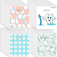 800 Pcs Dental Bags, Tooth Patient Care Dental Bags, 9 X 8 Inches Dental Goodie