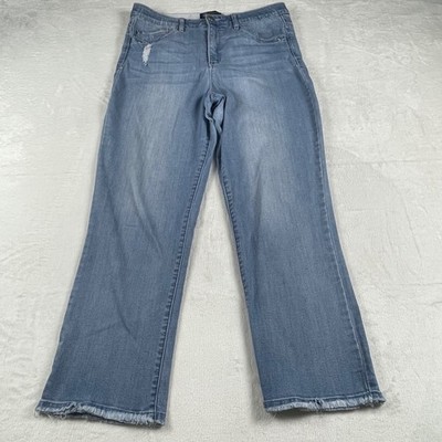 Democracy Absolution Womens 12 Light Wash Distressed Straight Leg Jeans B269F9SO