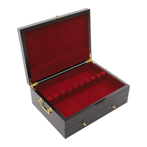 2 Tiers Pine Wood Case, Cutlery Organizer, Wooden Silverware Chest, Storage Box - Picture 5 of 18