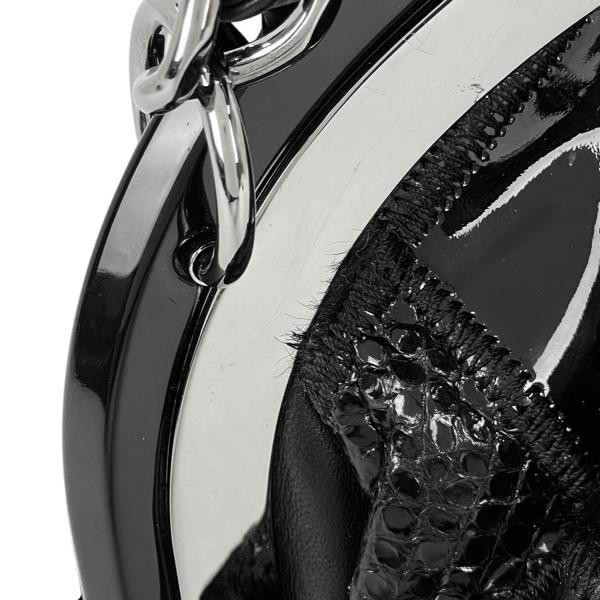 CHANEL Patchwork Coco Mark Chain Handbag Black Le… - image 8