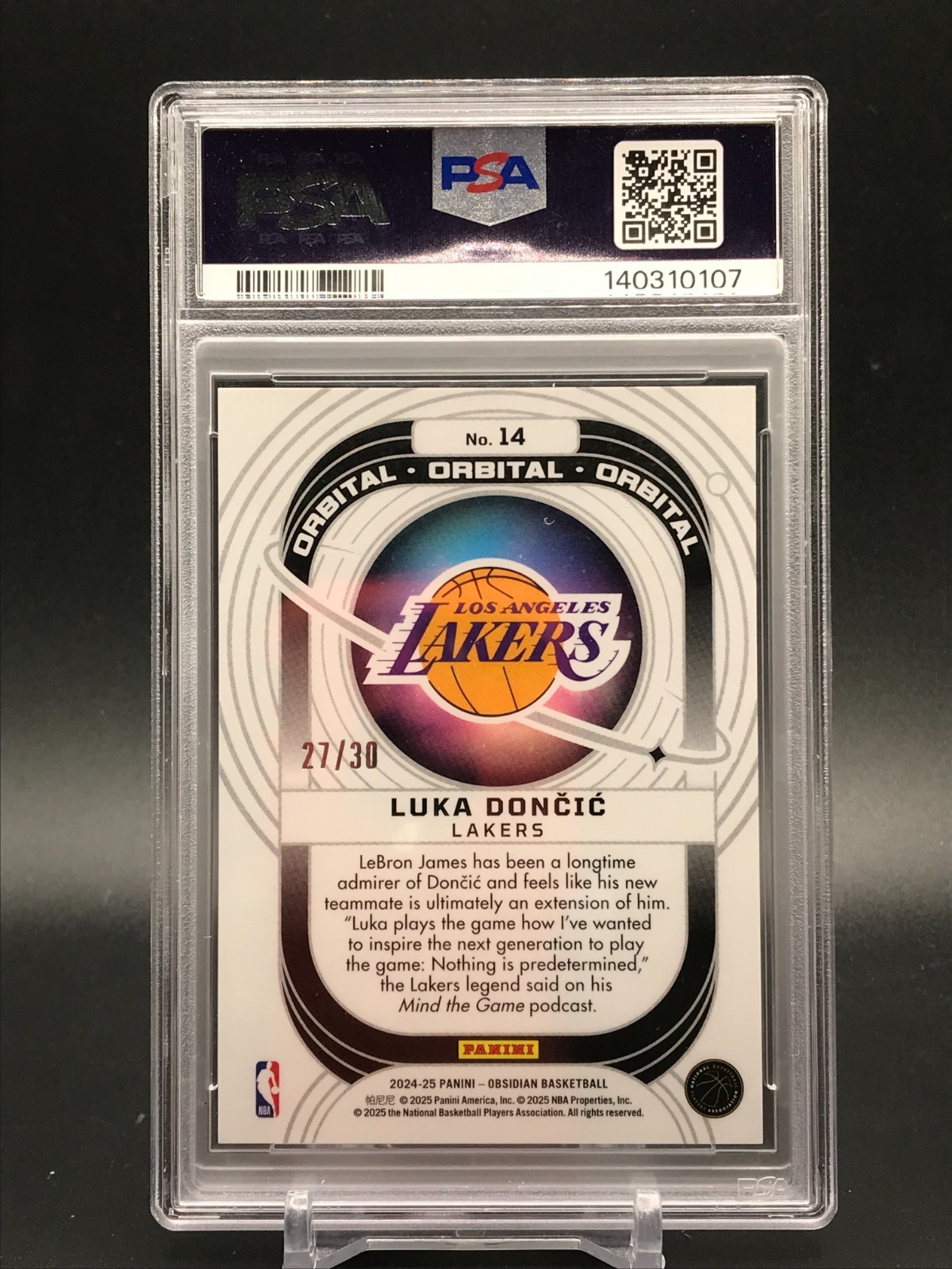 LUKA DONCIC - 2024-25 Obsidian ORBITAL - Electric Etch Fire & Ice /30 PSA 9 view 2
