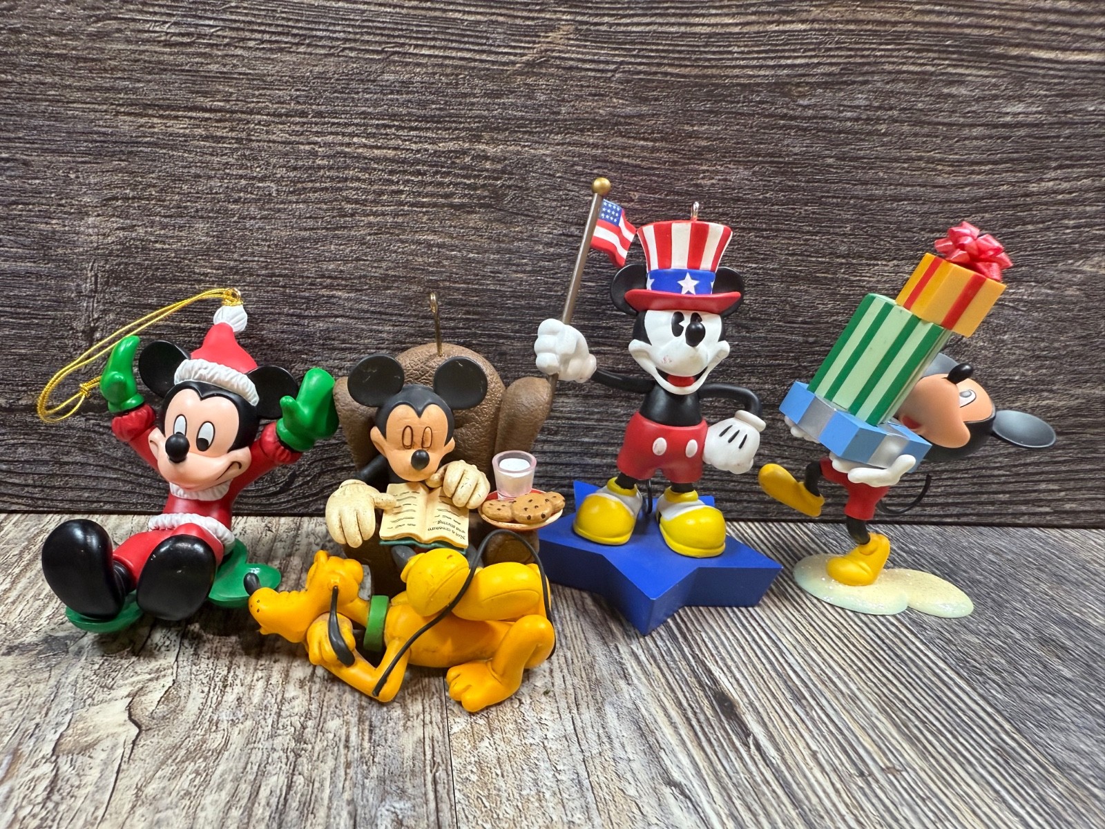 Disney Mickey Mouse & Pluto Christmas Hallmark Keepsake Enesco Ornament Lot