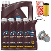 MotoröL Filter Set Mannol 5W-30 Ceramic 9 Liter + Schraube FüR Bmw 5Er 7Er E60