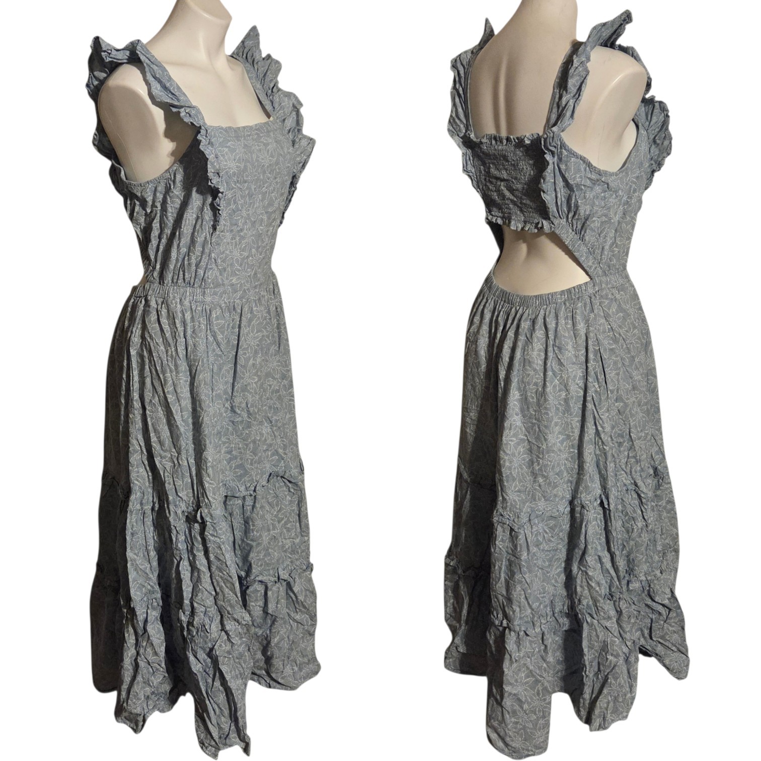 Universal Threads Large Blue Ruffle Cottagecore P… - image 1