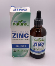 Organic Liquid Zinc Drops Supplement Zinc Picolinate Bisglycinate  Exp 12/26