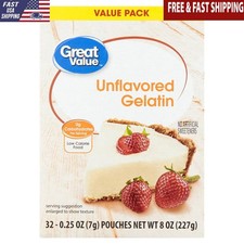 Unflavored Gelatin Mix 32 Pouches Low Calorie No Sugar Baking Ingredient New