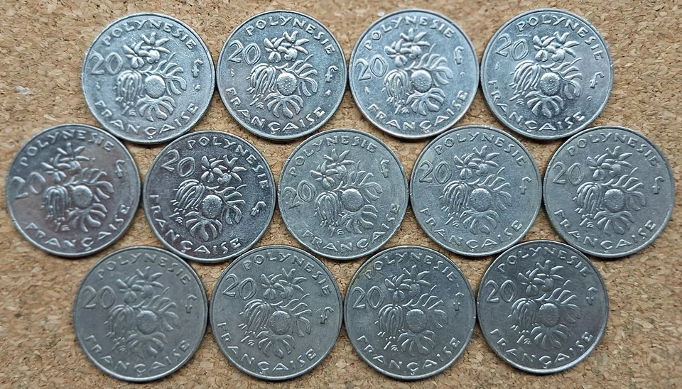 13 Old French New Caledonia 20 franc Coins 1998-2017 Vintage World Foreign !! - Image 2 of 2