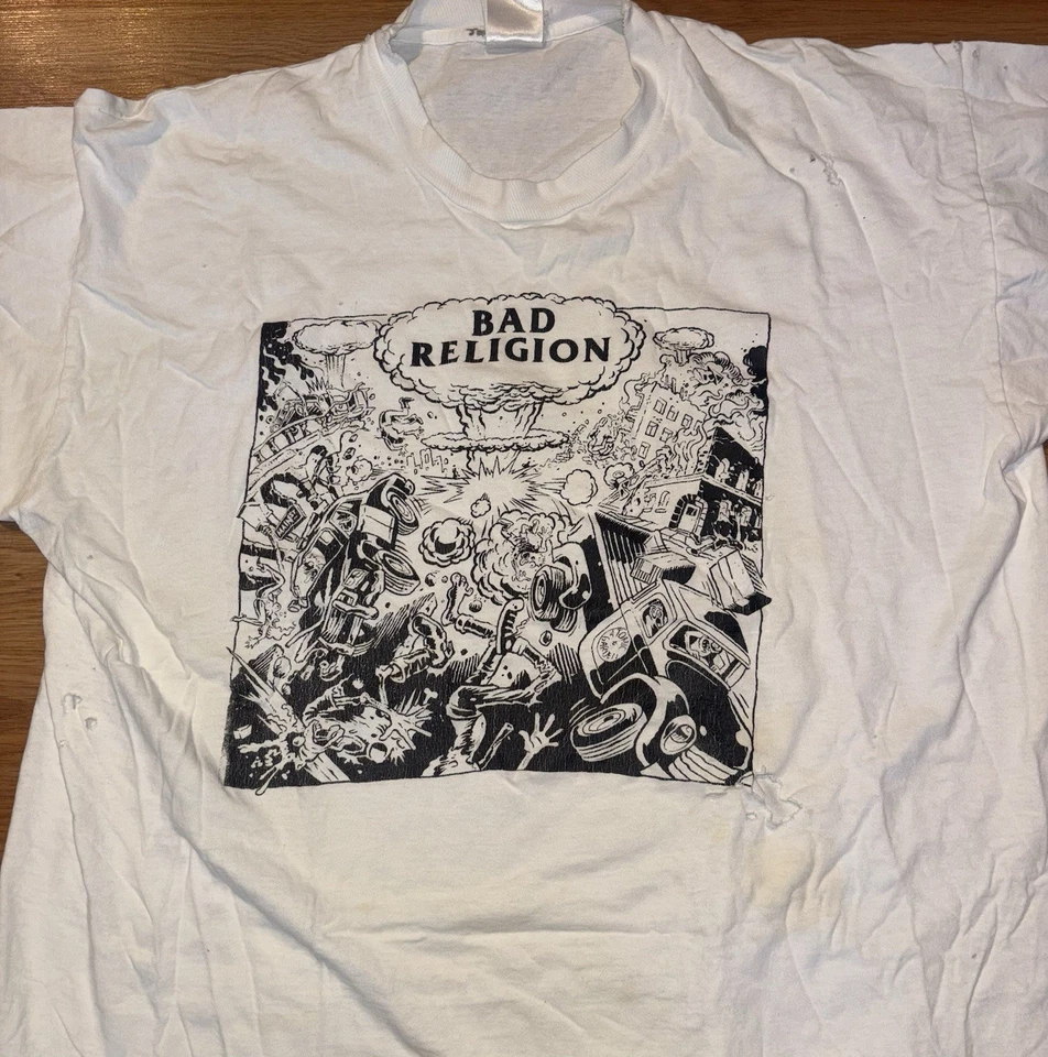 Camiseta Bad Religion vintage años 90 talla XL cosida única aplastada envejecida Foto 2 de 4