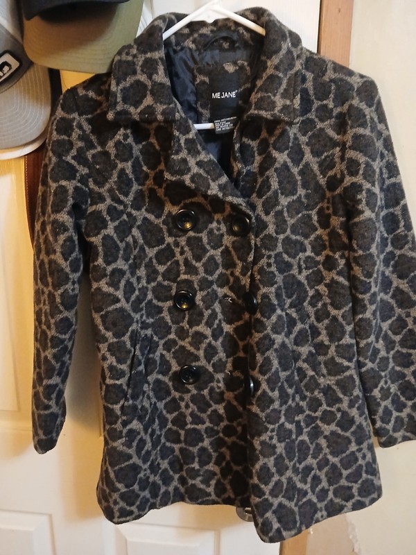 Girls Teen Jackets 16 Pea Coat Me Jane Faux Fur Leopard Brown Double Breast