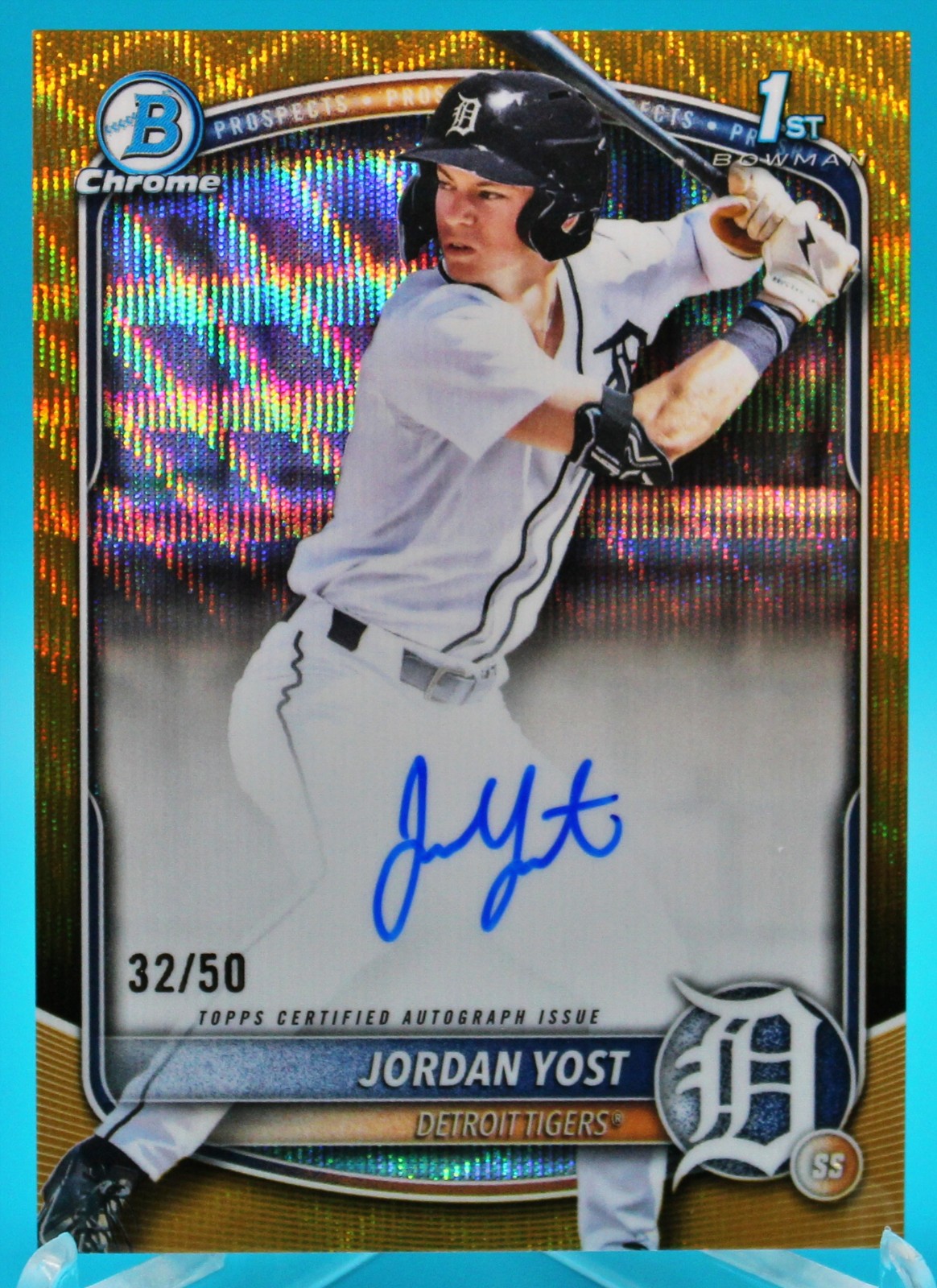 2025 Bowman Draft Chrome Auto Jordan Yost RC Gold Wave Refractor Auto 32/50