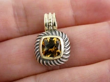 David Yurman Sterling Silver 18k and 14k Gold Citrine Albion Pendant Enhancer 5g
