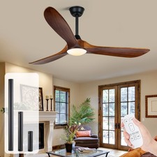 52 60 70 Inch Rustic Wood Ceiling Fan with Light Remote Quiet DC Motor Fan