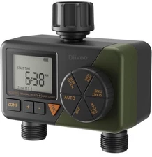 Diivoo Sprinkler Irrigation Timer 2 Zone 2 Outlet Programmable NEW