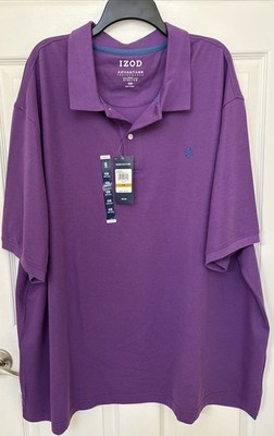 NWT Izod Mens 4XB Purple Advantage Performance Stretch Short Sleeve Polo Shirt