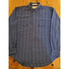 Vintage Levis Silver Label Blue Striped Button Down Shirt Mens Large Long Sleeve