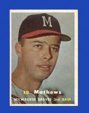 1957 Topps Set-Break #250 Eddie Mathews EX-EXMINT *GMCARDS*
