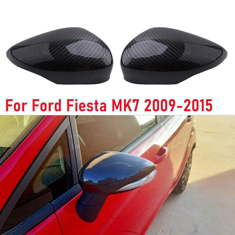 Tapa de cubierta de espejo retrovisor de fibra de carbono para Ford Fiesta 2011-2017 Foto 4 de 4