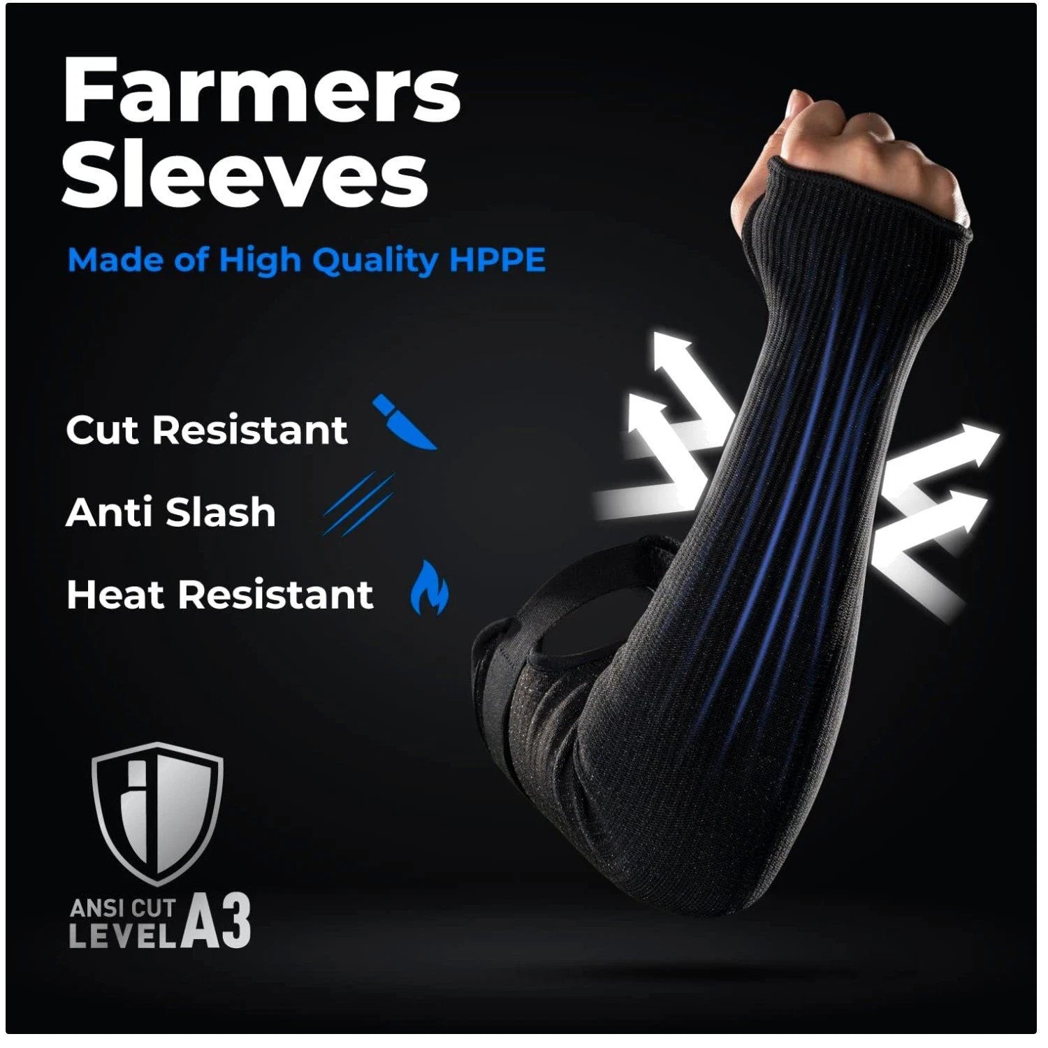 Pet Grooming Arm Sleeves, Black - Scratch Resistant, 2 Pairs
