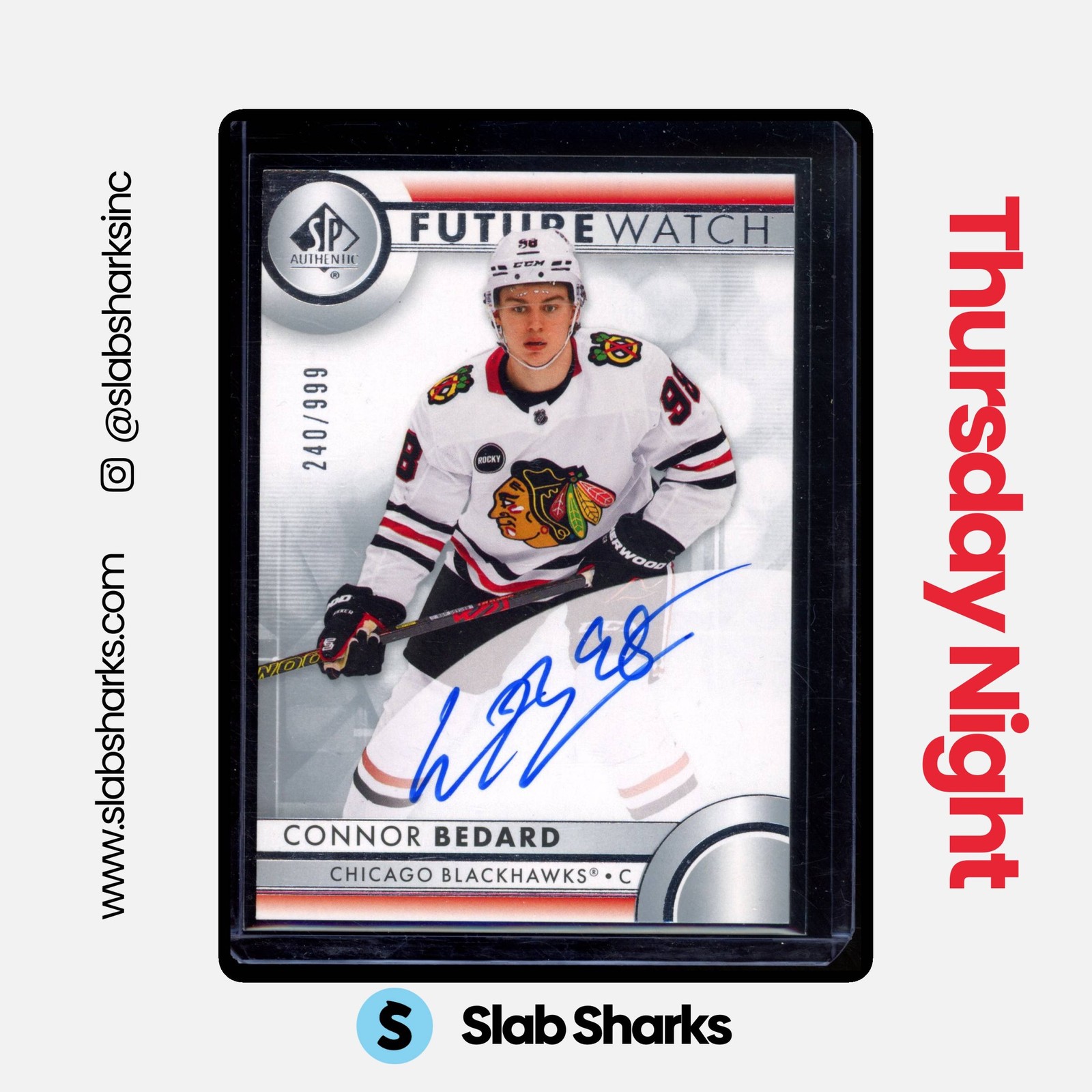 2023 UPPER DECK SP AUTHENTIC #110 CONNOR BEDARD FUTURE WATCH AUTO ROOKIE RC /999
