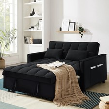 3-in-1 Convertible Futon Sofa Bed 2 Seater Velvet Pull Out Couch Bed Loveseat