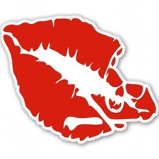 Skull Crossbones Red Lips Car Vinyl Sticker - SELECT SIZE