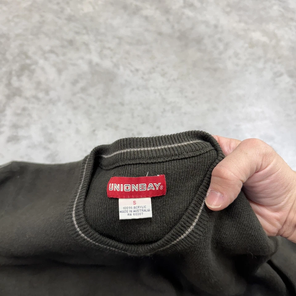 Unionbay 毛衣男式大号深橄榄绿色 V 领套衫长袖休闲 — 第 3/4 张图片