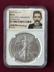 2016 American Silver Eagle NGC MS69 Doc Holliday Facsimile Signed Label