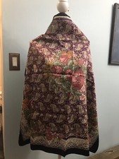 Vintage 35  Square Earth Color Paisley And Floral Scarf