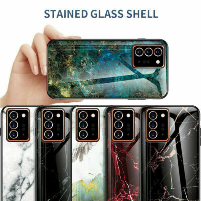 Marble Pattern Tempered Glass Hybrid Case Cover For Samsung Galaxy S20FE 5G S20+