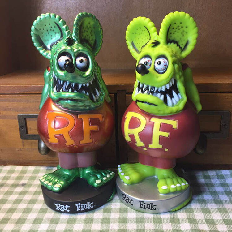 2 lot Green Rat Fink Roth Ed Big Daddy Bobblehead Wacky Wobbler